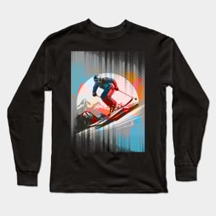 skiing man modern design Long Sleeve T-Shirt